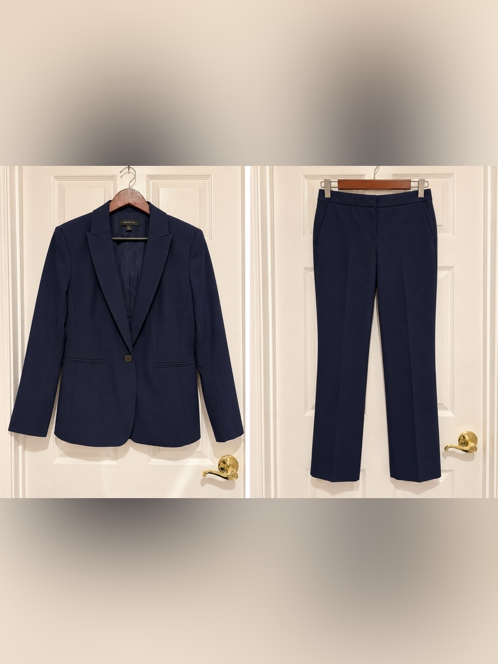 Ann Taylor Navy Blue Tailored Pantsuit – Blazer 8 / Pants 10 Petite – Worn Once